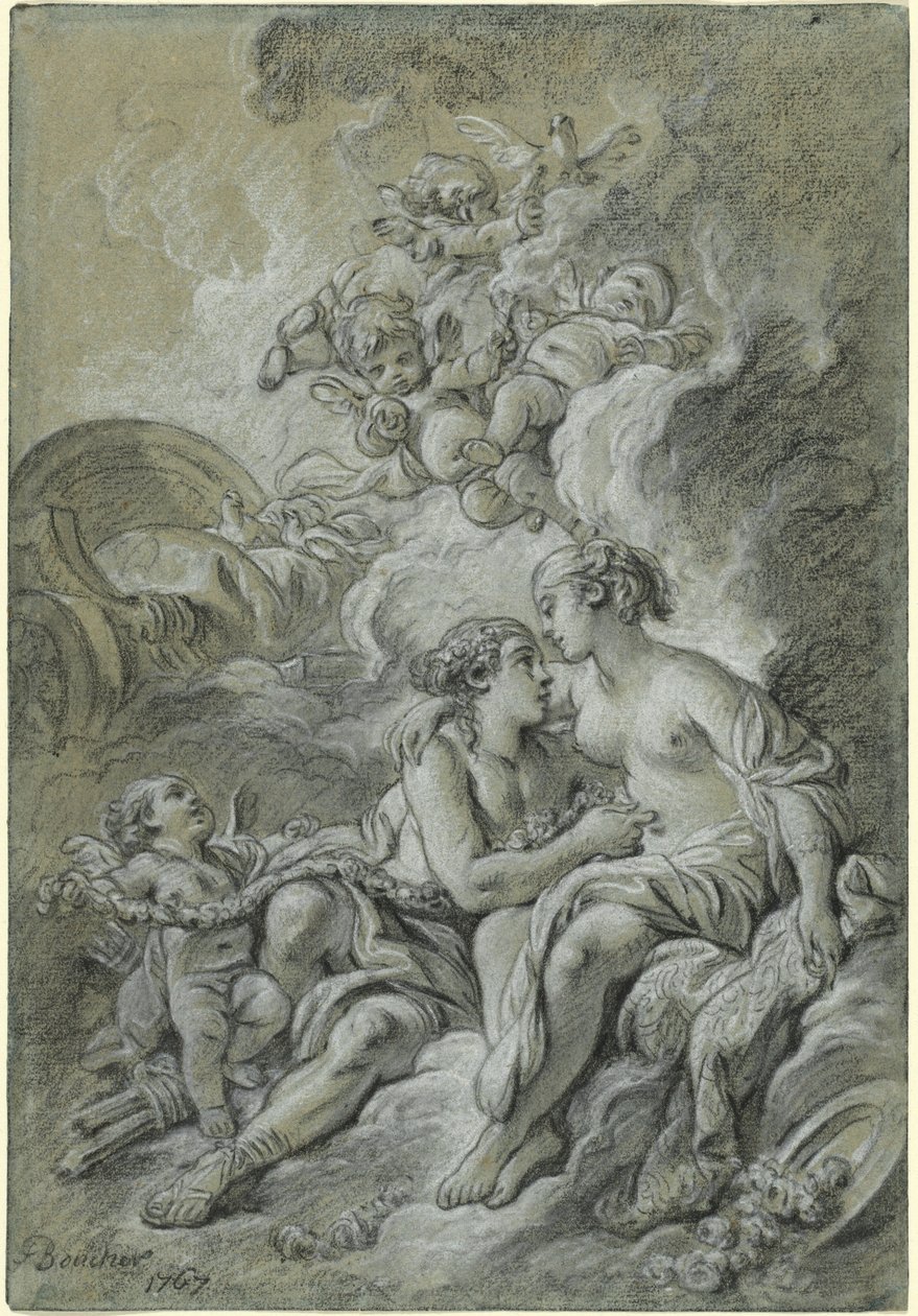 Venere appoggiata al suo amato Adone... da François Boucher