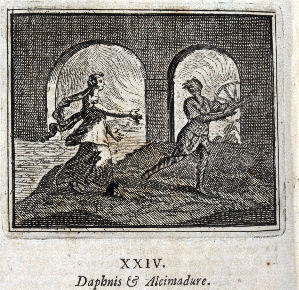 Dafni e Alcimadura. Favole di Jean de La Fontaine (1621-95). Illustrazione di François Chauveau (1613-1676). Edizione del 1728. da Francois Chauveau