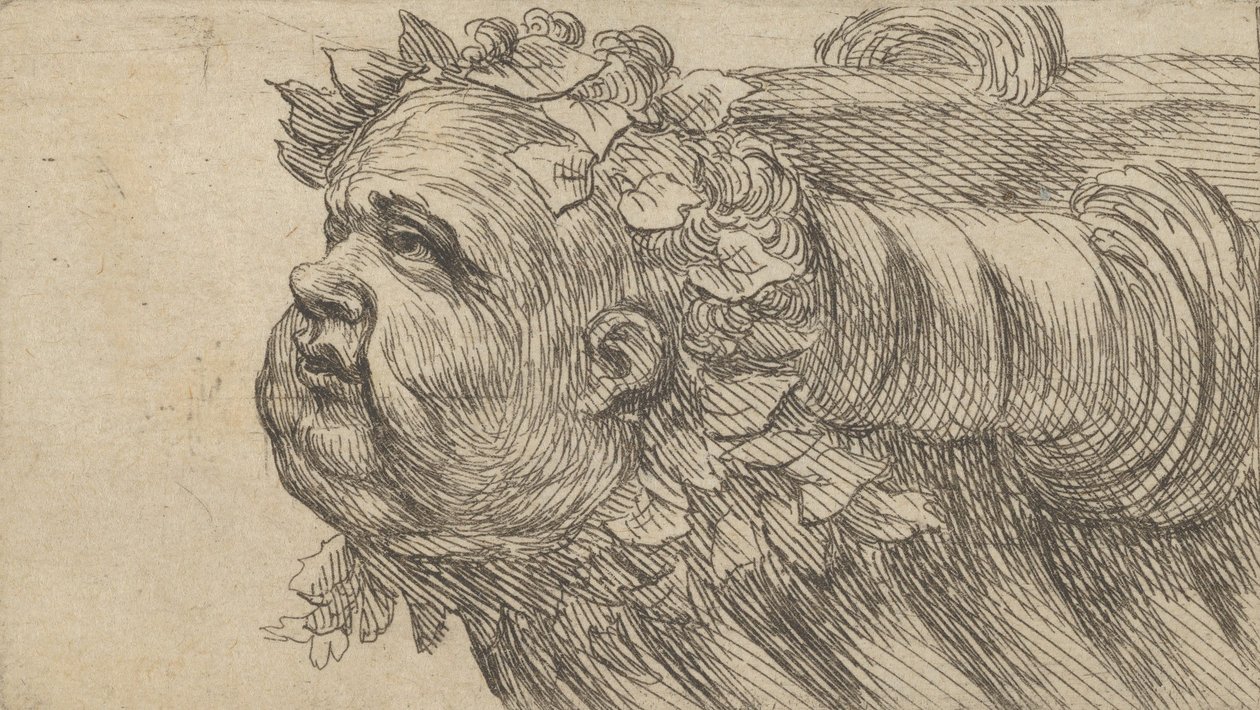 Testa di un bambino sulla prua di una nave, da Divers Masques, ca. 1635-45 da Francois Chauveau
