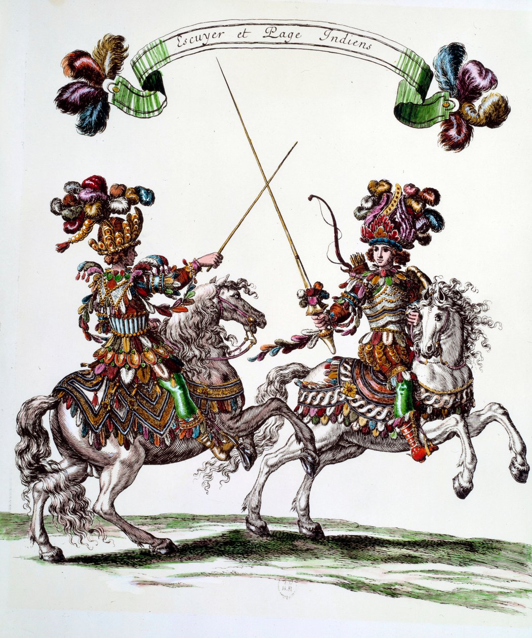 Ecuyer indiano e paggio durante il carosello dato da Re Luigi XIV nel 1662 alle Tuileries per celebrare la nascita del Delfino da Francois Chauveau