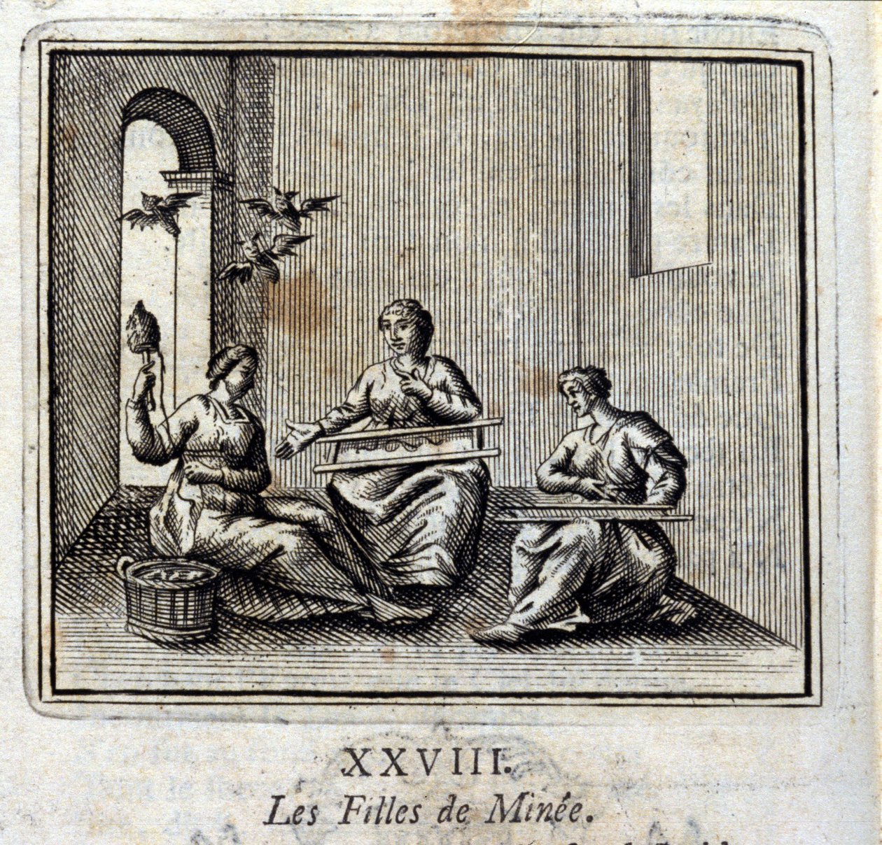 Le figlie di Minia. Favole di Jean de La Fontaine (1621-95). Illustrazione di François Chauveau (1613-1676). Edizione del 1728. da Francois Chauveau
