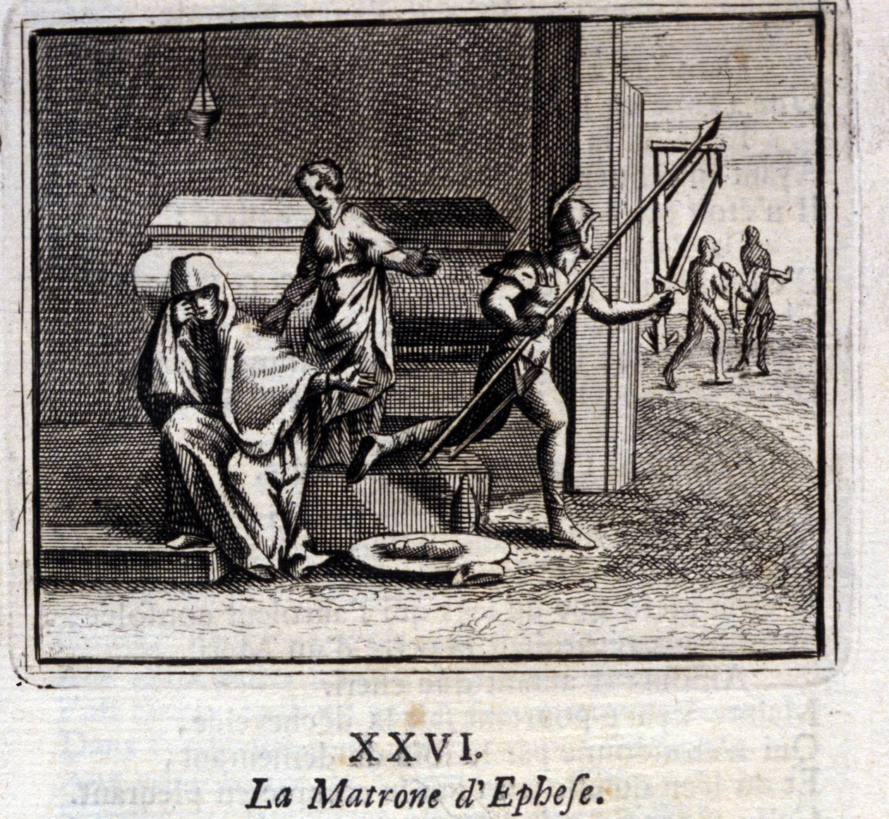 La matrona di Efeso. Favole di Jean de La Fontaine (1621-95). Illustrazione di François Chauveau (1613-1676). Edizione del 1728. da Francois Chauveau