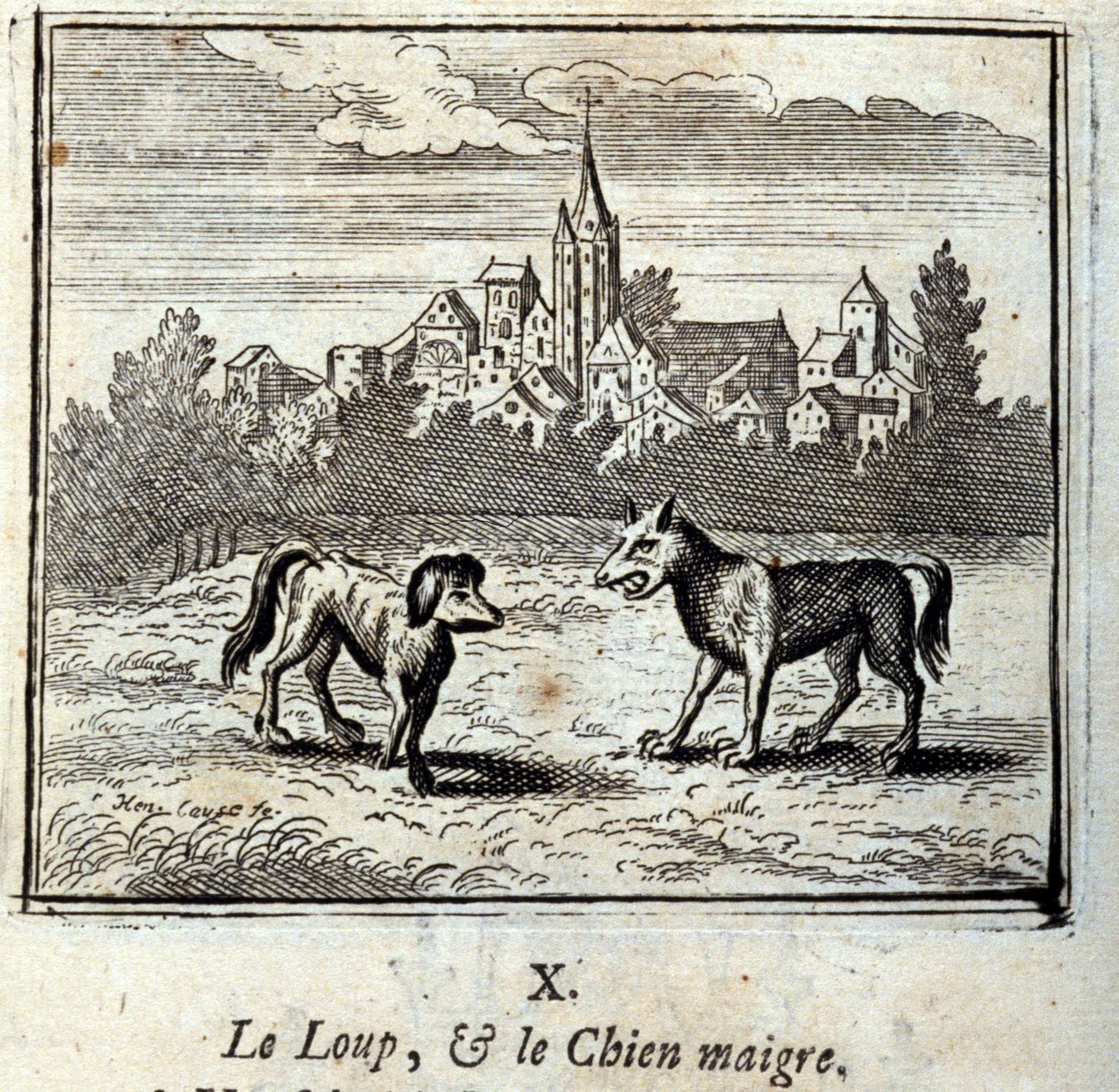Il lupo e il cane magro da Francois Chauveau