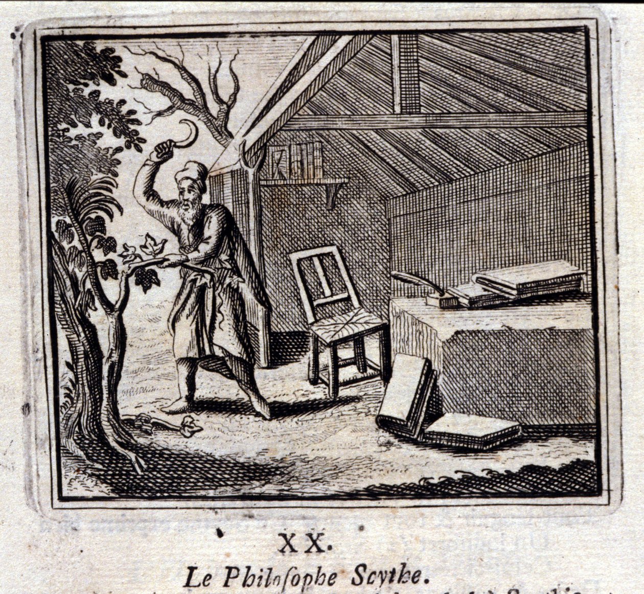 Il filosofo Scita. Favole di Jean de La Fontaine. Illustrazione di François Chauveau. Edizione del 1728. da Francois Chauveau