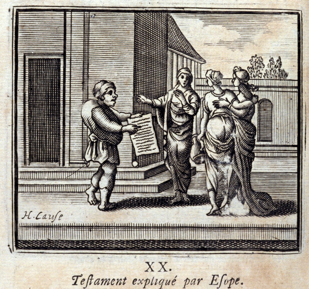 Testamento spiegato da Esopo. Favole di Jean de La Fontaine (1621-95). Illustrazione di François Chauveau (1613-1676). Edizione del 1728. da Francois Chauveau