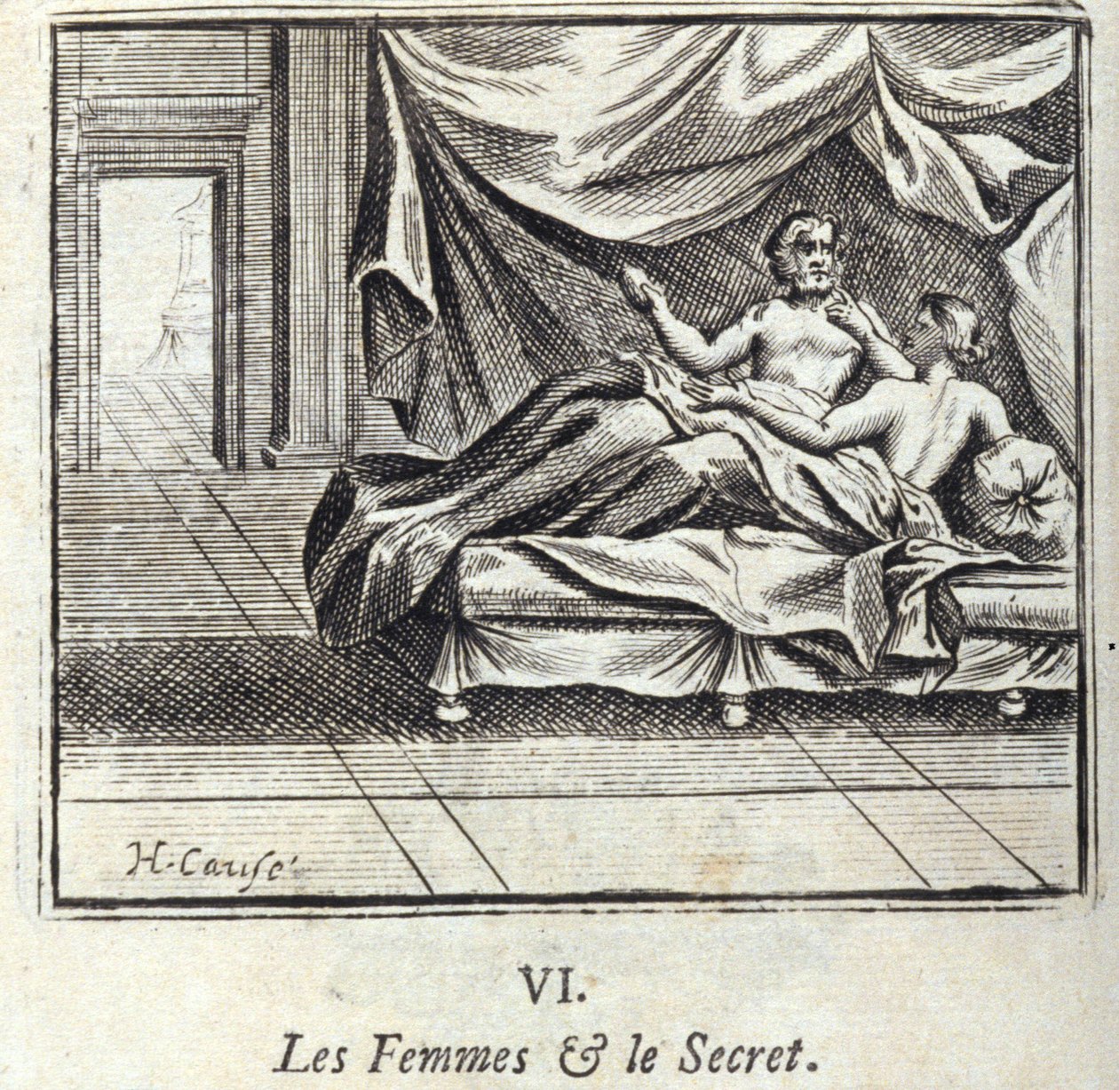 Le donne e il segreto. Favole di Jean de La Fontaine. Illustrazione di François Chauveau. Edizione del 1728. da Francois Chauveau