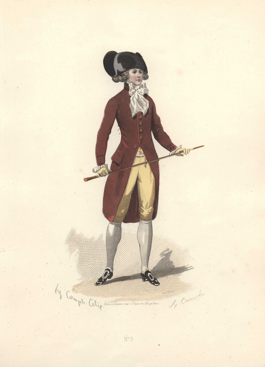 Uomo con grande cappello bicorno nero, era di Maria Antonietta da Francois Claudius Compte Calix
