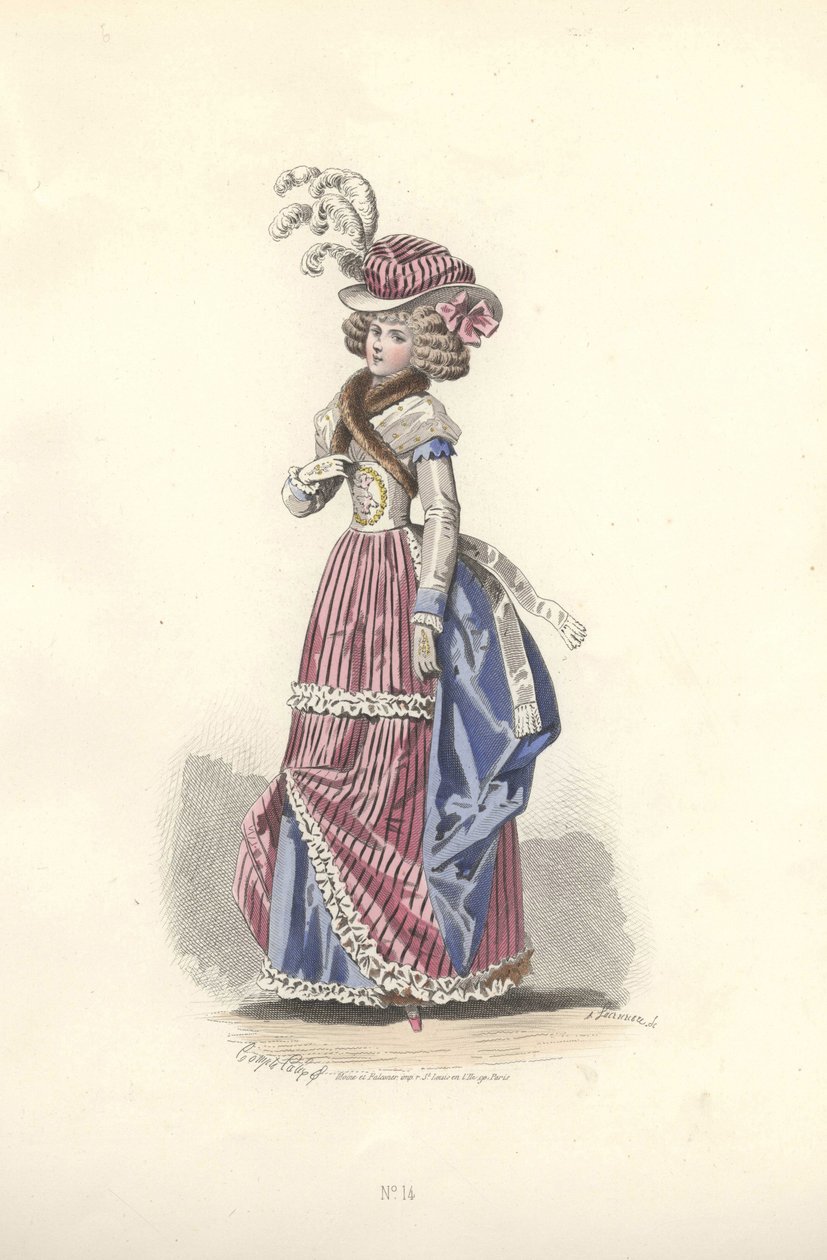 Donna in abito tricolore, epoca di Maria Antonietta da Francois Claudius Compte Calix