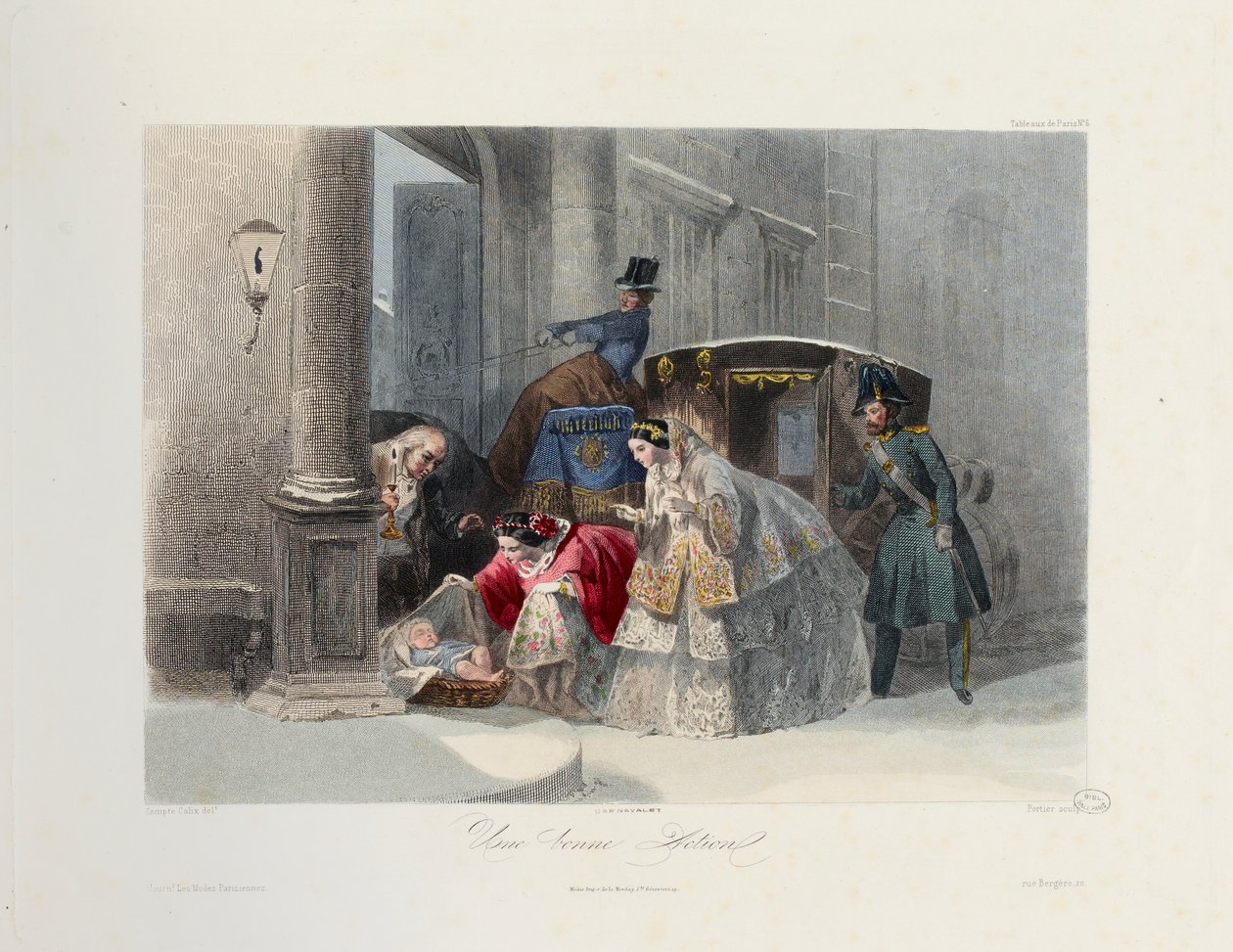 Una buona azione, da Les Modes Parisiennes, c.1860 da Francois Claudius after Compte Calix