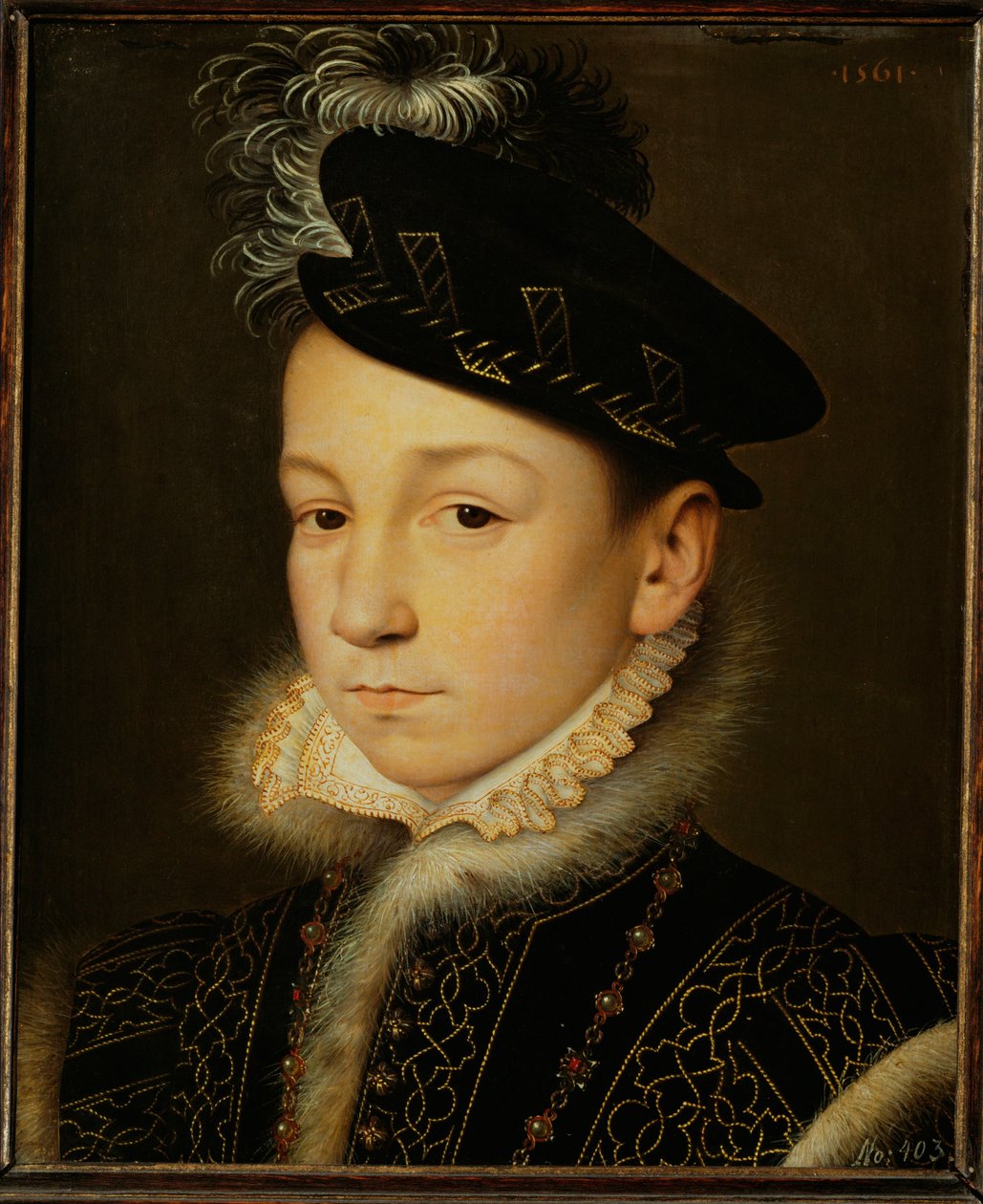 Re Carlo IX di Francia ... (olio su legno di quercia) da François Clouet