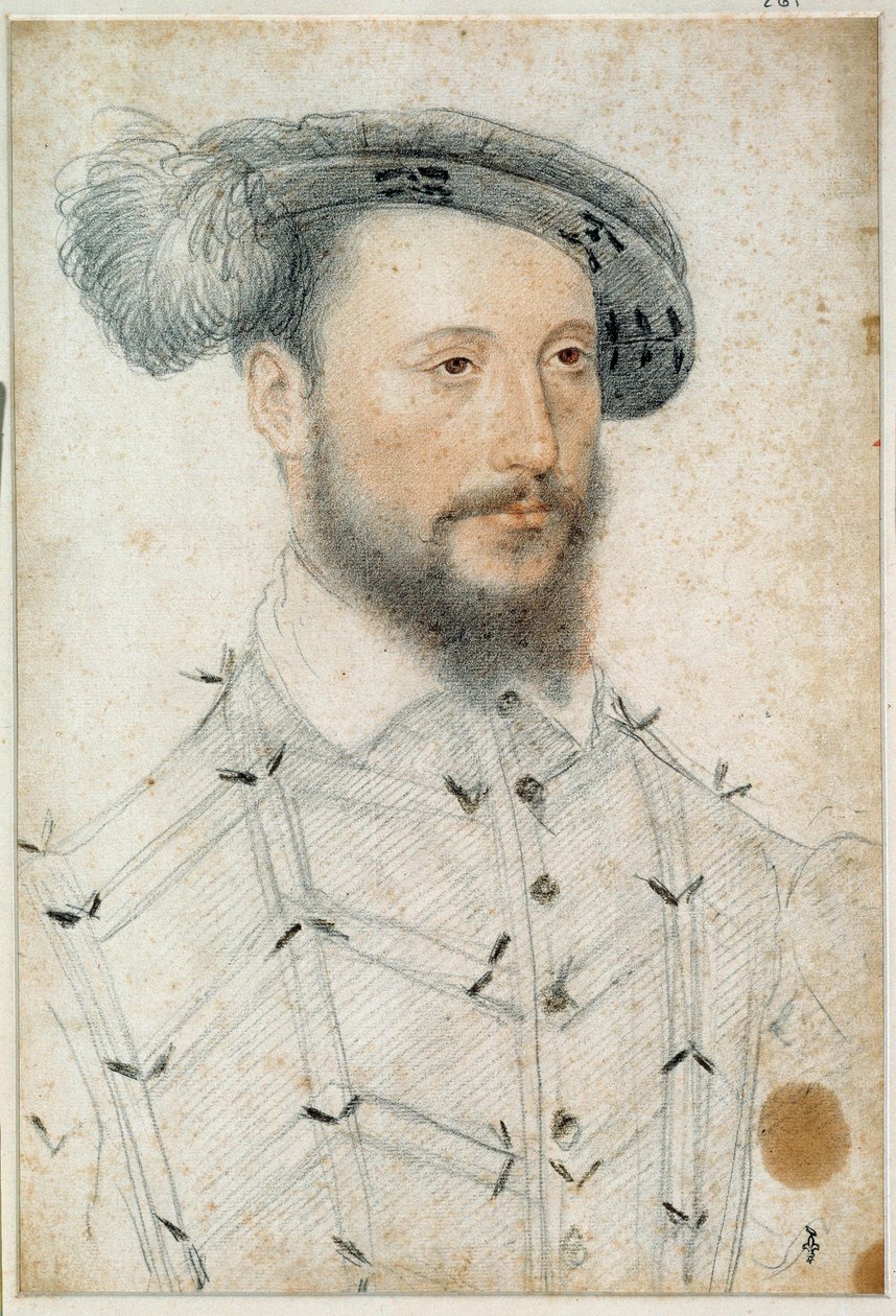 Ritratto di Antonio di Halluin, Signore di Piennes (1505 - 1553). Disegno a sanguigna e pietra nera di François Clouet (1515-1572) da François Clouet