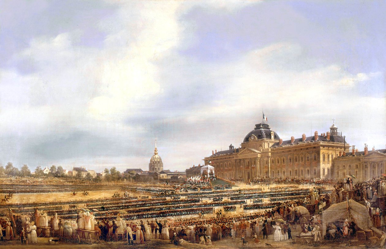 Luigi Filippo consegna bandiere alla guardia nazionale a Parigi il 29 agosto da Francois Dubois
