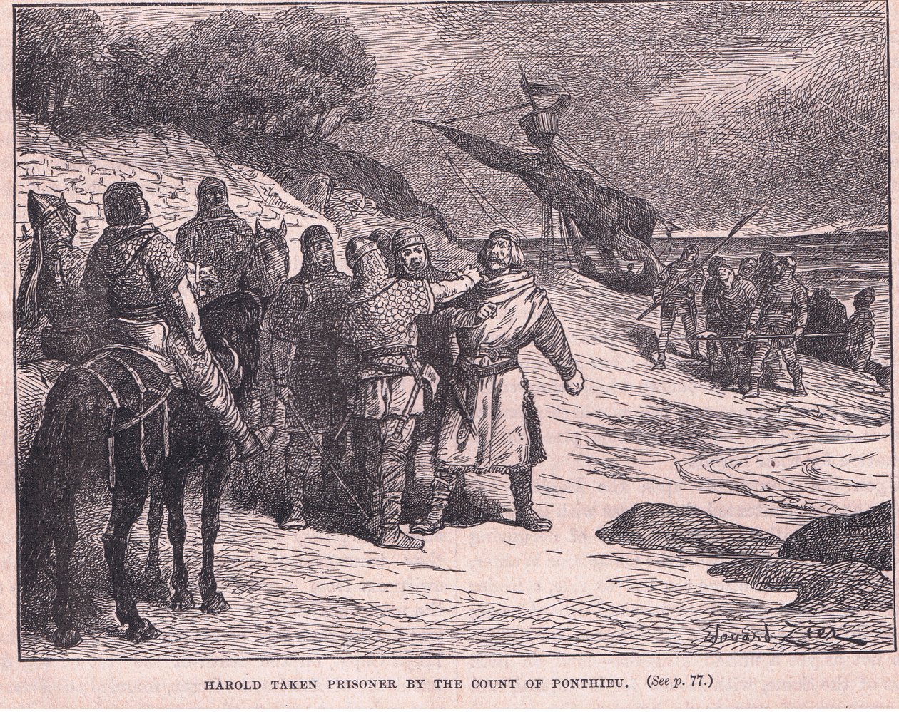 Harold preso prigioniero dal Conte di Ponthieu AD 1063 da Francois Edouard Zier