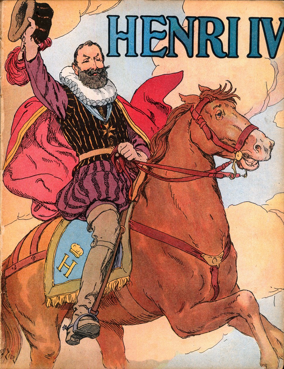 Re Enrico IV (1553-1610) (Re di Francia Enrico IV) Illustrazione di François Edouard Zier (1856-1924) in "Le nostre glorie nazionali" 1920 da Francois Edouard Zier