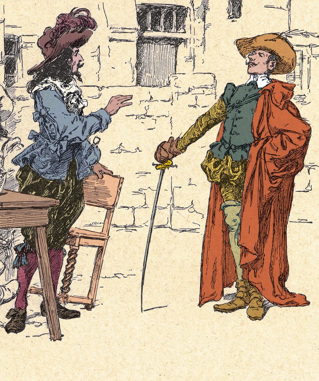 Incontro di Cyrano, giovane, arrivato a Parigi, con D