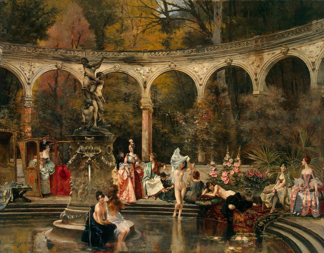 Bagno delle dame di corte nel XVIII secolo, 1888 da Francois Flameng