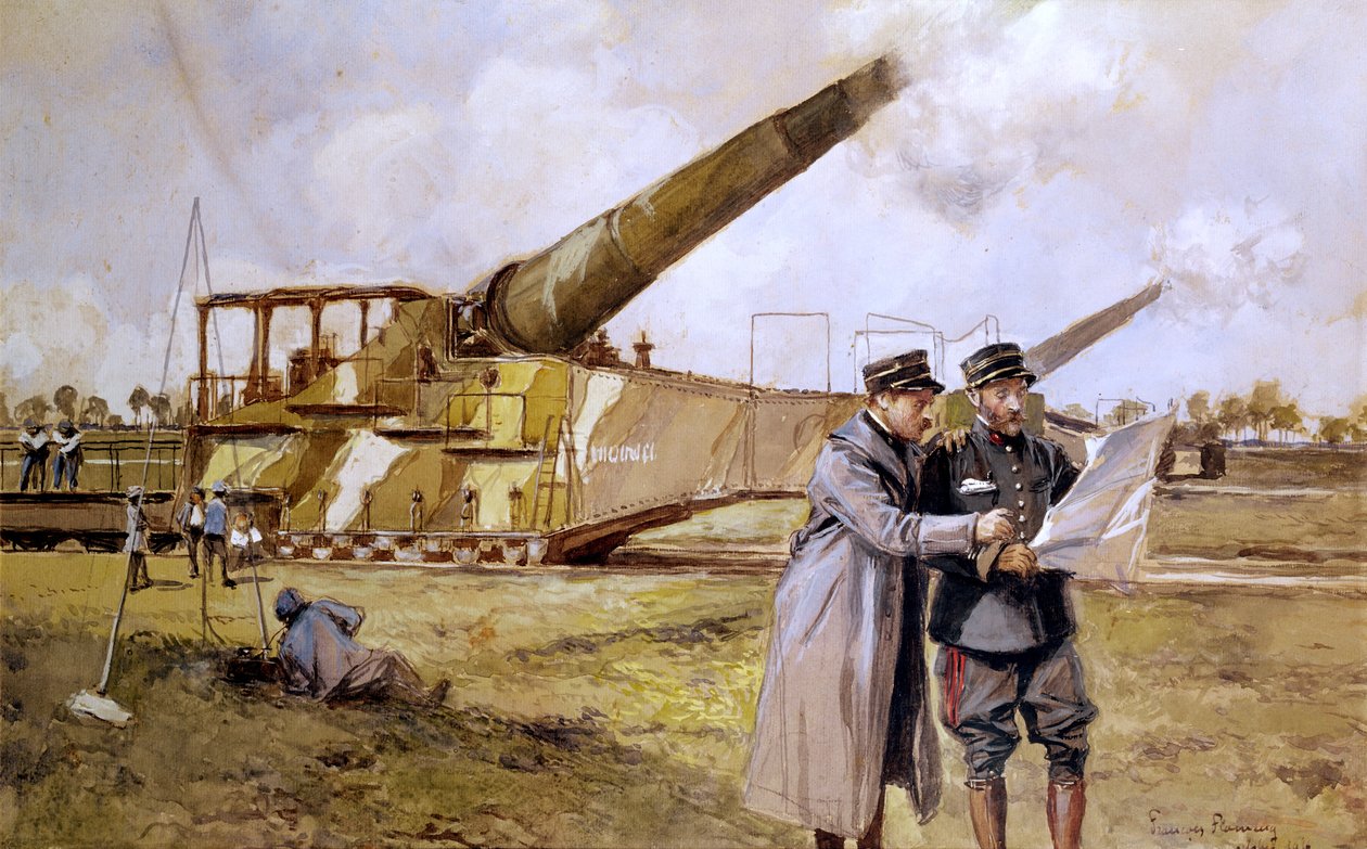 Artiglieria pesante sulla ferrovia, ottobre 1916 da Francois Flameng