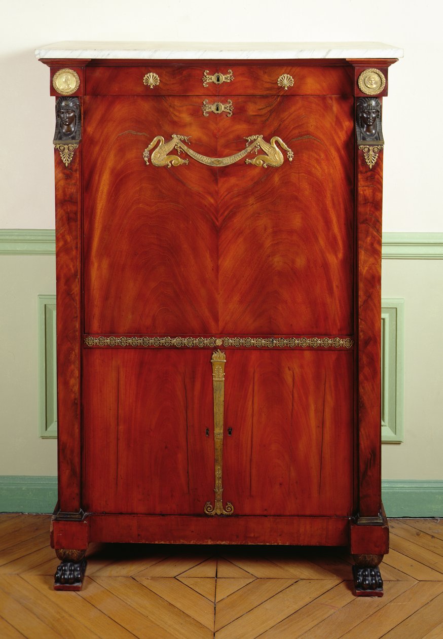 Scrivania con coperchio (oro, mogano, marmo e bronzo) da Francois H. G. attr. to Jacob Desmalter