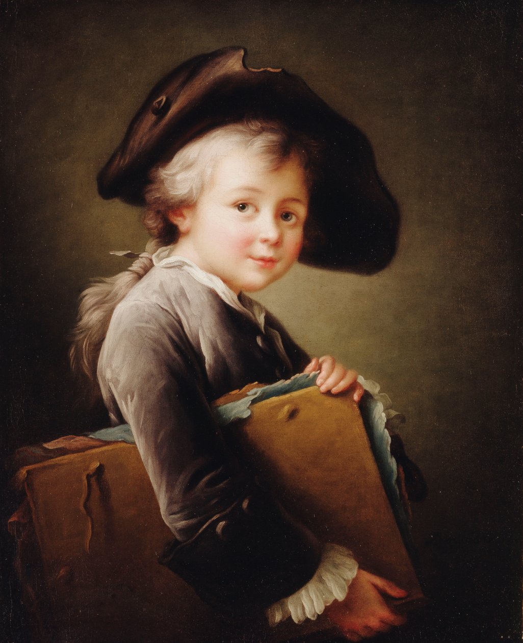 Un Giovane Ragazzo che Tiene un Portfolio da Francois Hubert Drouais