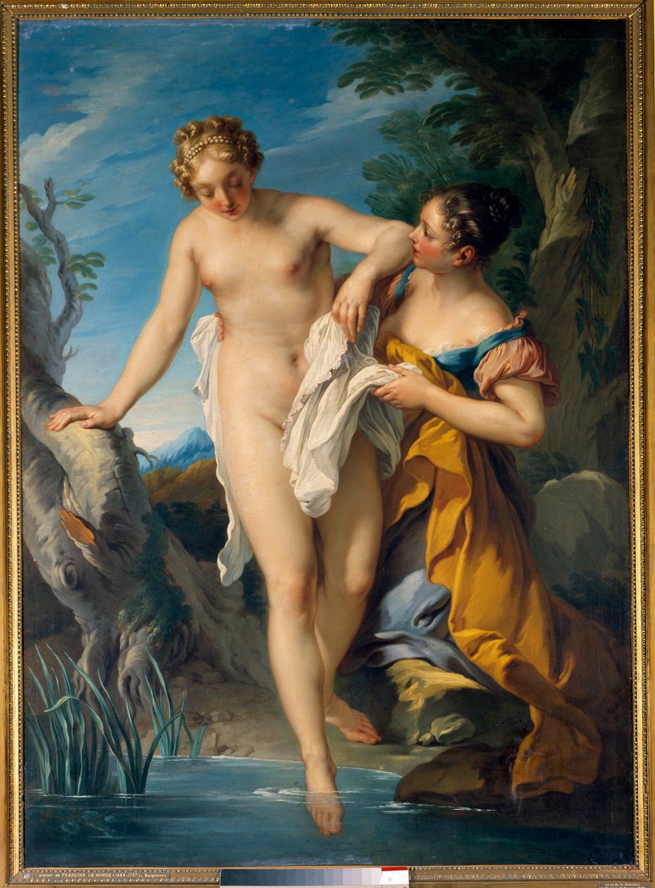 Una bagnante e la sua compagna Dipinto di Francois Le Moyne (1688-1737). XVIII secolo. Dim. 1,63 x 1,17 m Tours, Musee des Beaux Arts da François Lemoyne