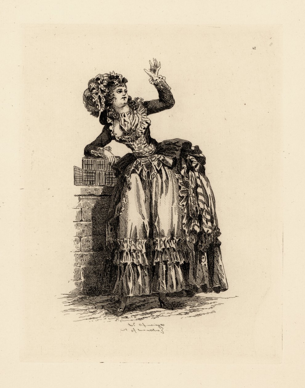 Donna alla moda con cappello alla Nicolet, era di Maria Antonietta da Francois Louis Joseph (after) Watteau