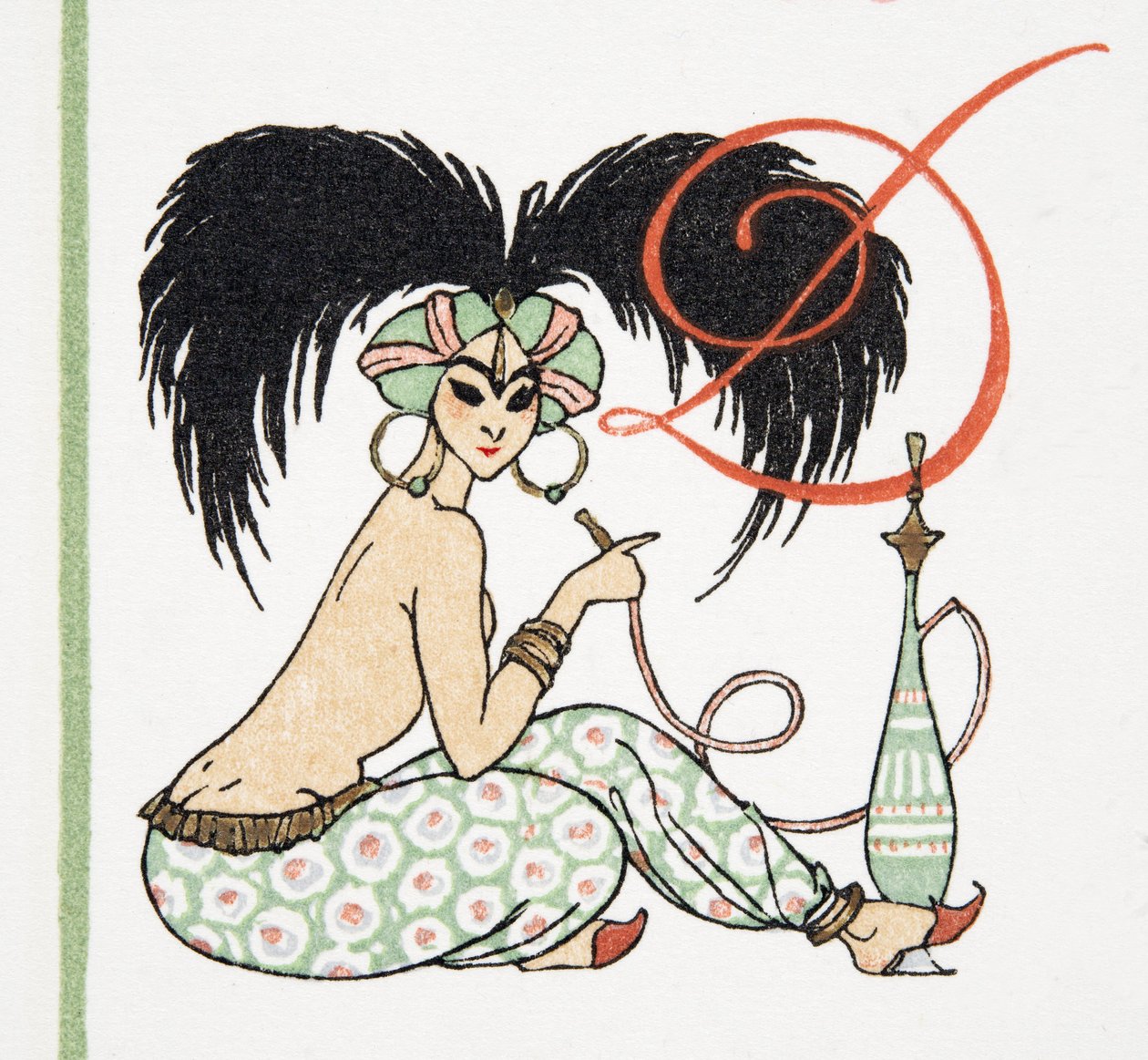Ragazza araba con pipa da narghilè, da Personaggi di Commedia, pub. 1922 da Francois Louis Schmied