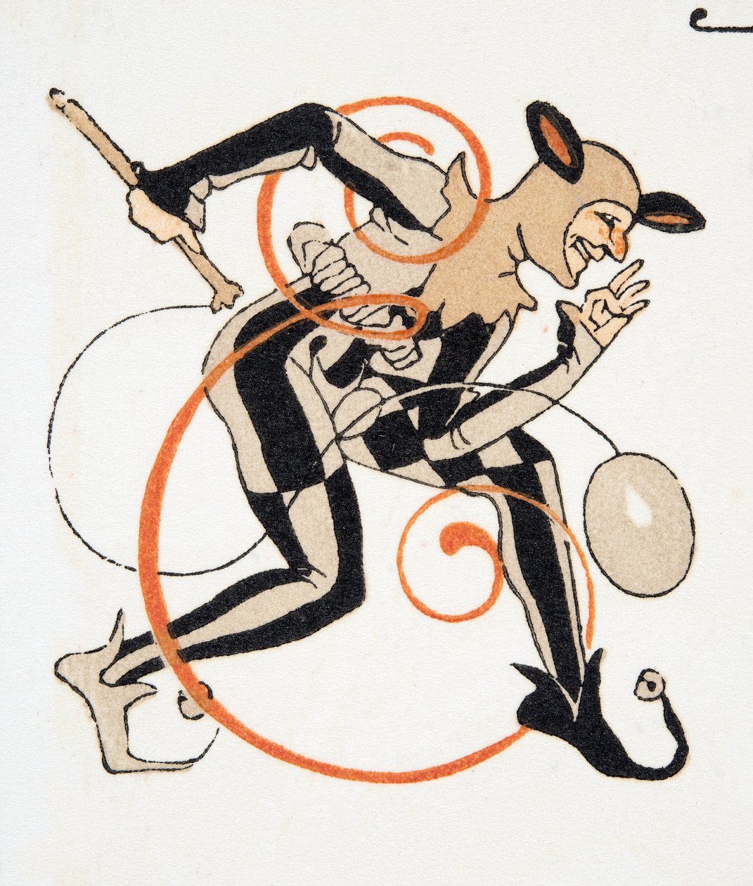 Lettera E da Personages de Comedie, pub. 1922 da Francois Louis Schmied