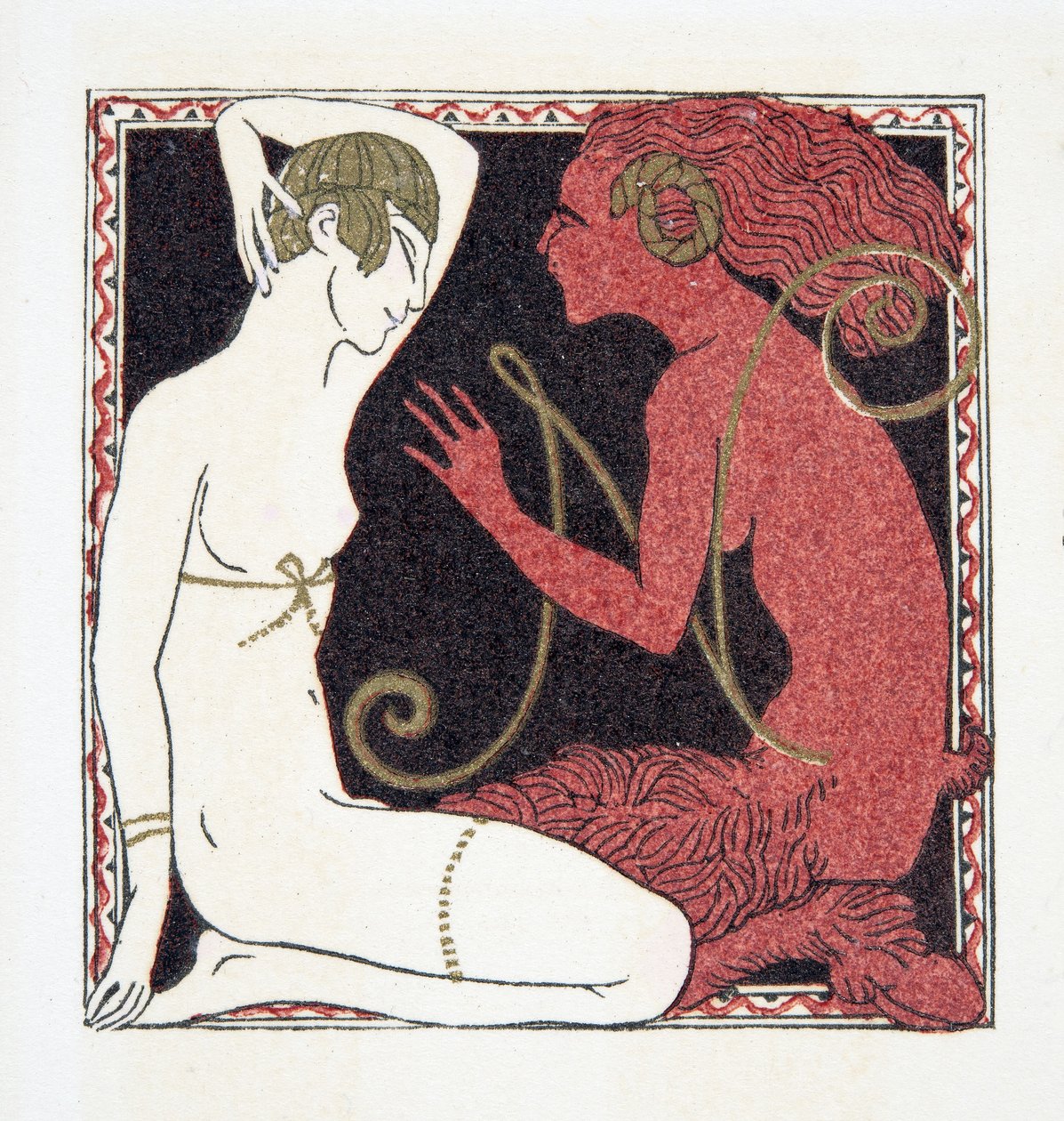 Lettera N, da Personages de Comedie, pub. 1922 da Francois Louis Schmied