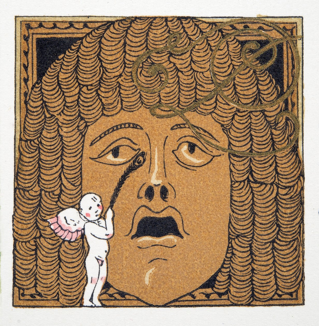 Naso solleticato da Cupido, da Personaggi di Commedia, pub. 1922 da Francois Louis Schmied