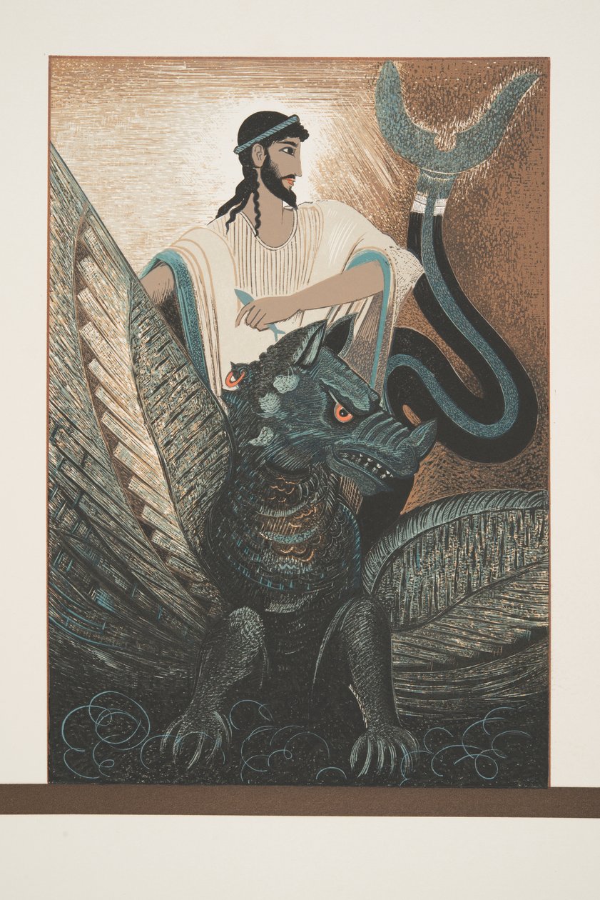 Ulisse e il Drago da Prométhée Enchaîné di Eschilo, pub. 1941 da Francois Louis Schmied