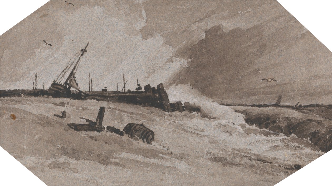 Molo in una tempesta da Francois Louis Thomas Francia