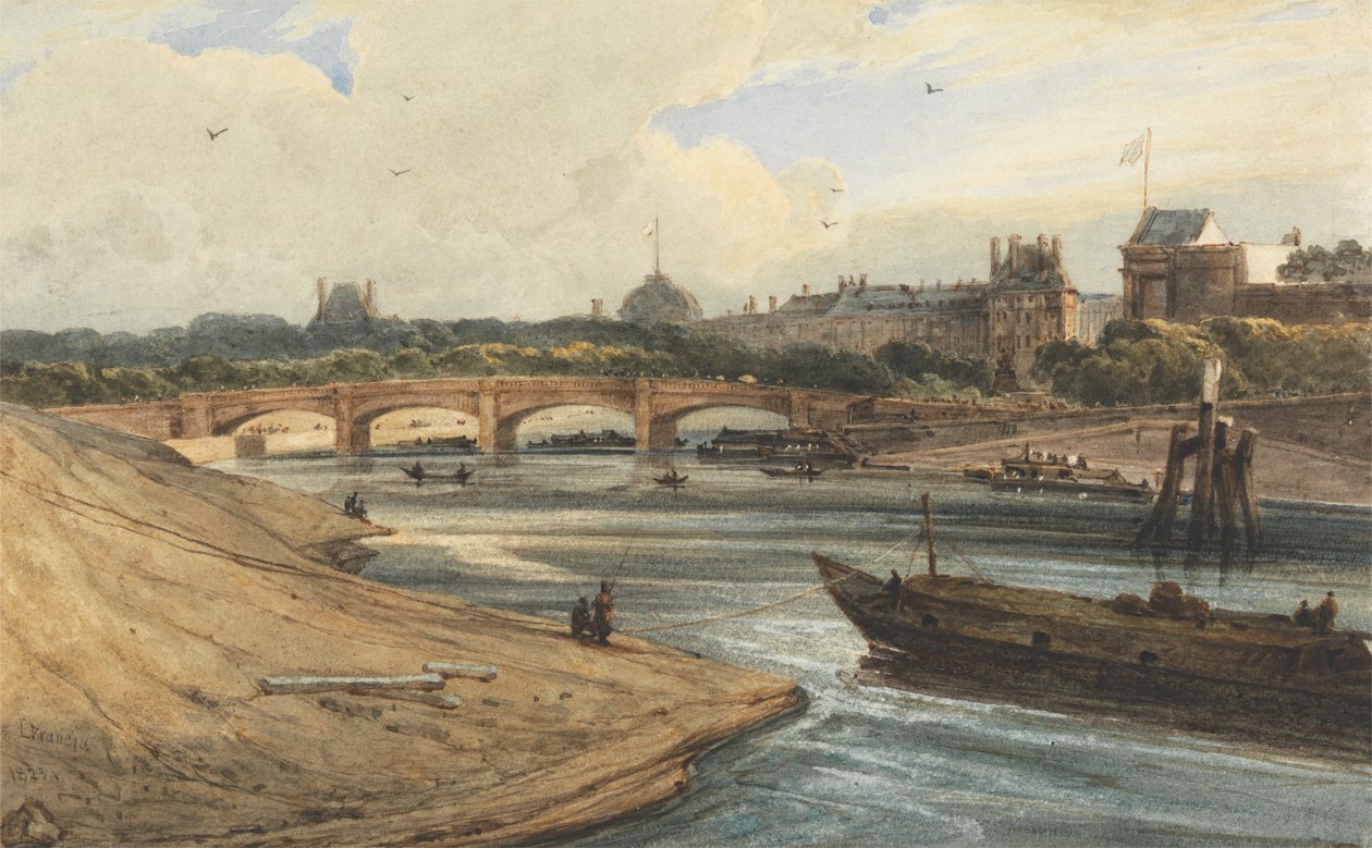 Il Pont de la Concorde e il Palazzo delle Tuileries dal Cours la Reine da Francois Louis Thomas Francia