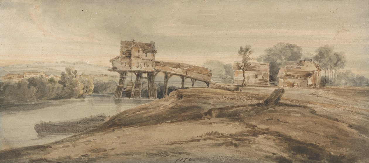 Il Mulino ad Acqua sopra il Ponte a Charenton, dopo un dipinto di Thomas Girtin (1775-1802) da Francois Louis Thomas Francia