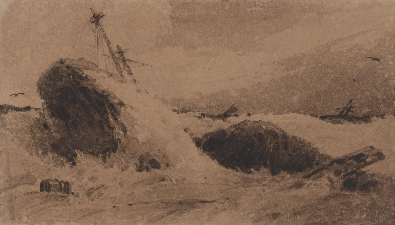 Nave naufragata in un mare tempestoso da Francois Louis Thomas Francia