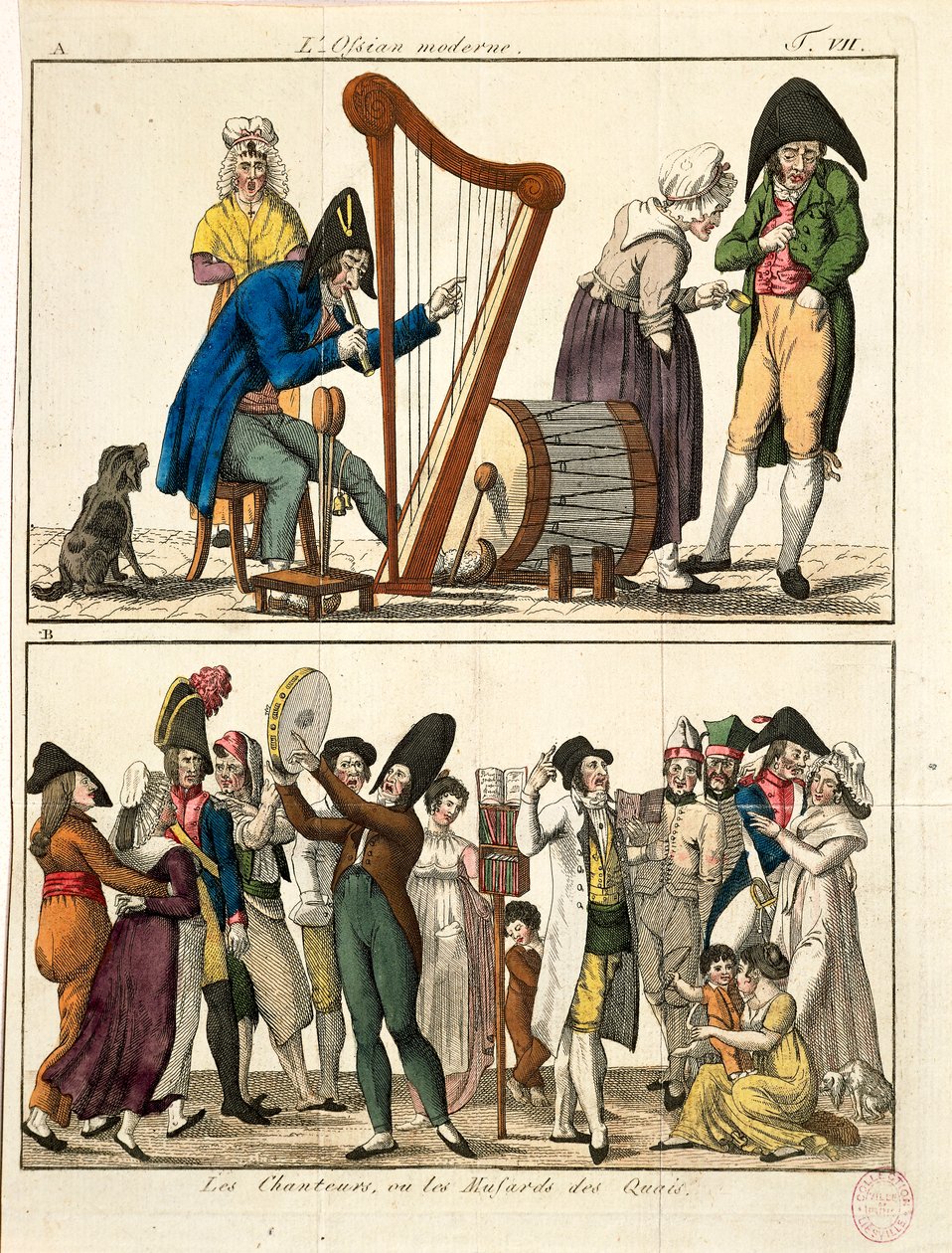 Caricatura di Ossian moderno e di cantanti di strada, di François Nicolas Martinet da Francois Nicolas Martinet