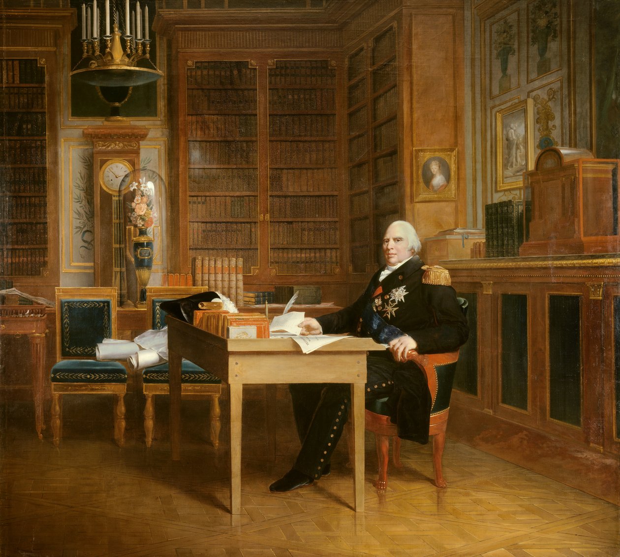 Ritratto di Luigi XVIII (1755-1824) che medita sulla Carta seduto nel suo ufficio alle Tuileries da Baron François Pascal Simon Gérard