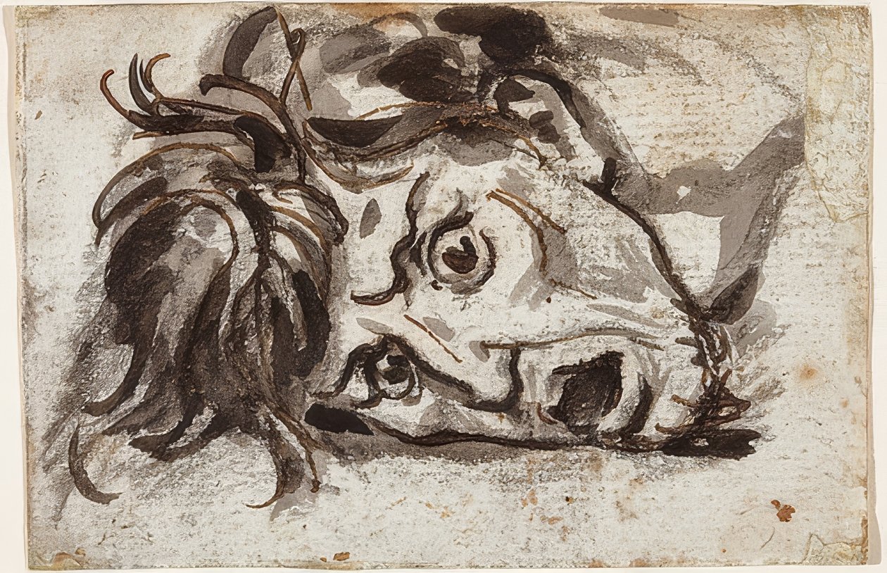 Testa di un uomo con bocca aperta e occhi spalancati da Francois Pascal Simon Gerard