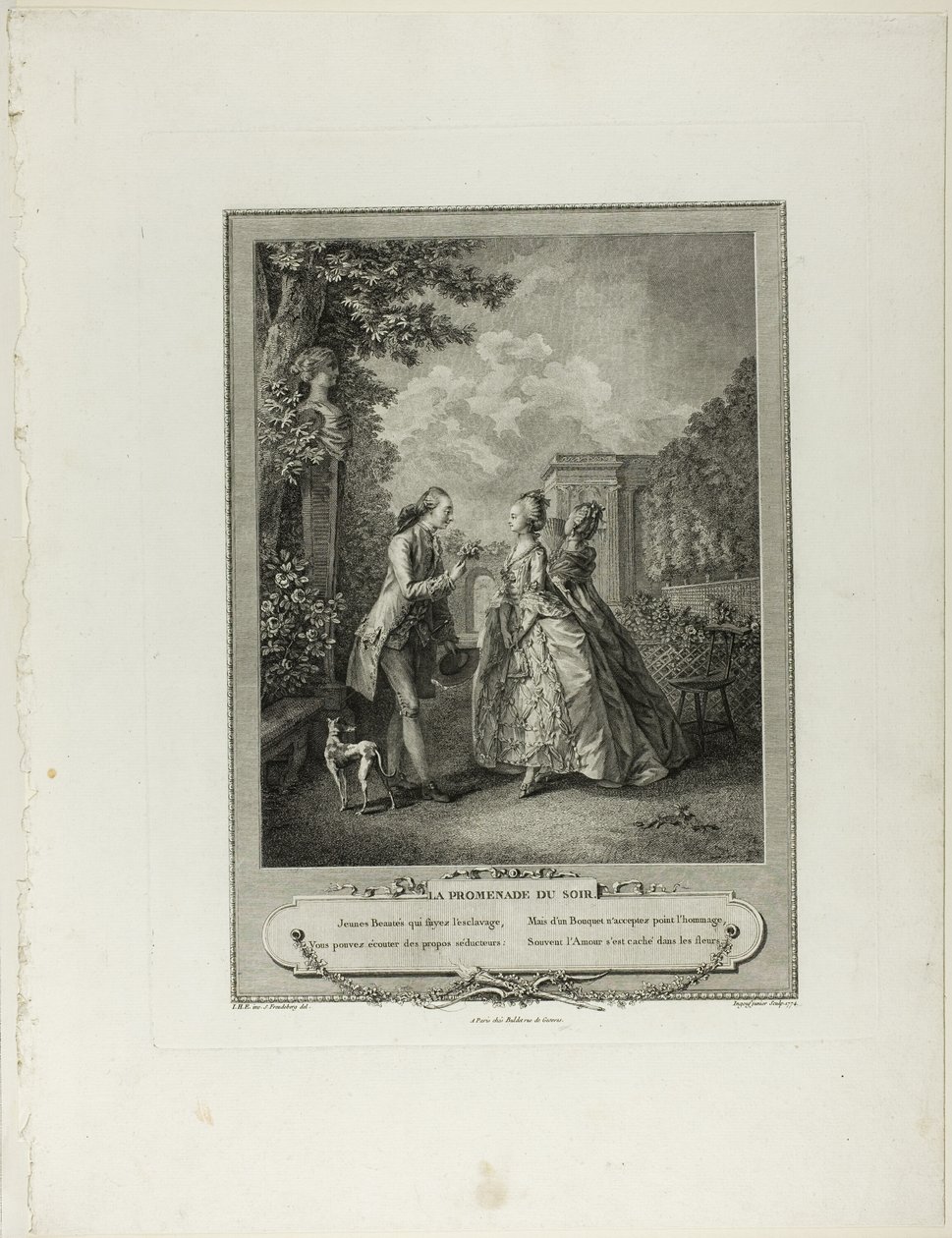 Passeggiata serale, da Monument du Costume Physique et Moral de la fin du Dix-huitième siècle da Francois Robert Ingouf