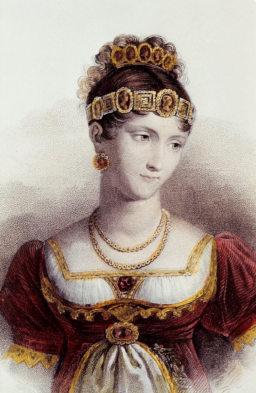 Ritratto di Paolina Bonaparte (litografia a colori) da Francois Seraphin (after) Delpech