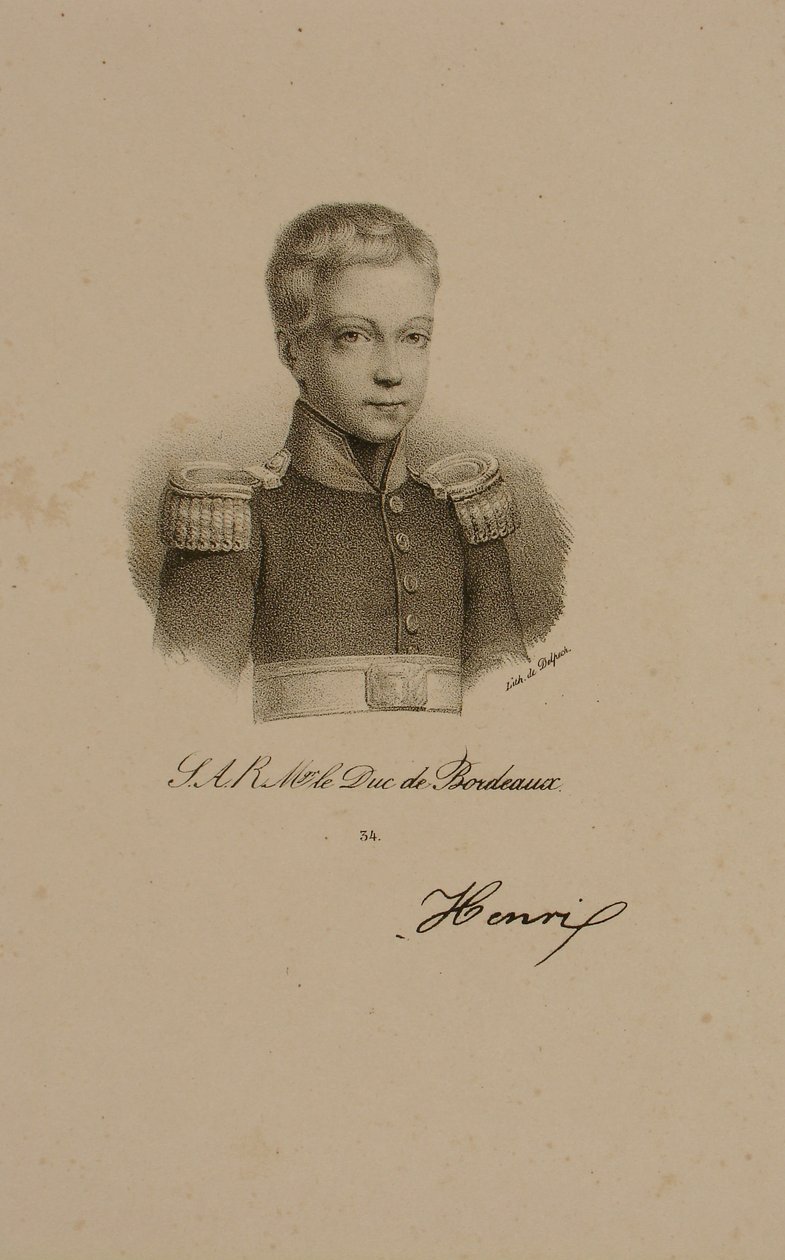 Henri Charles Ferdinand Marie Dieudonne de France, Duca di Bordeaux, Conte di Chambord da Francois Seraphin Delpech