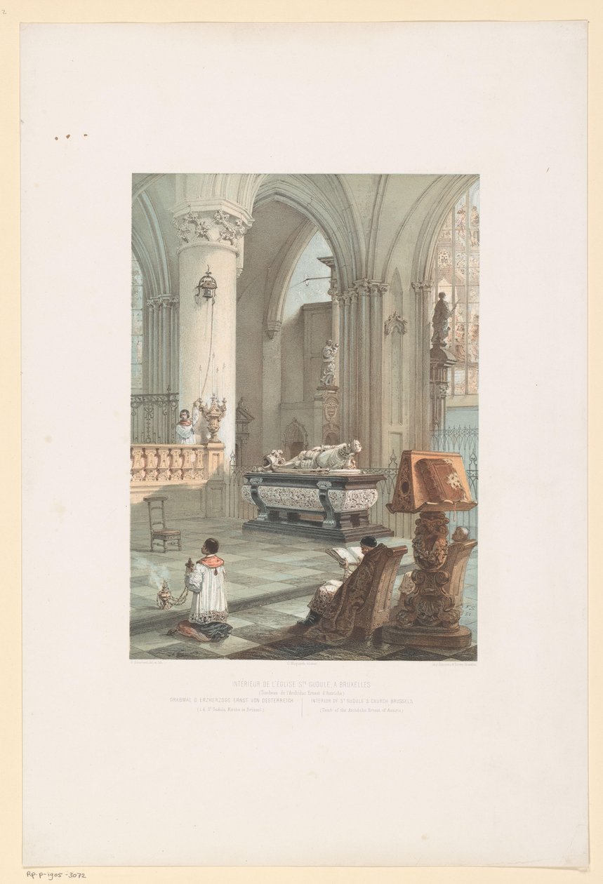 Interno della Cattedrale di San Michele e Santa Gudula a Bruxelles con la tomba di Ernesto d