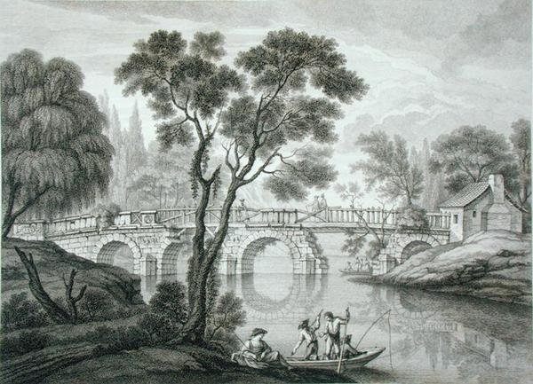 Progetto per un ponte in rovina per il giardino a Syon House, pubblicato nel 1778 da Francois Vivarez