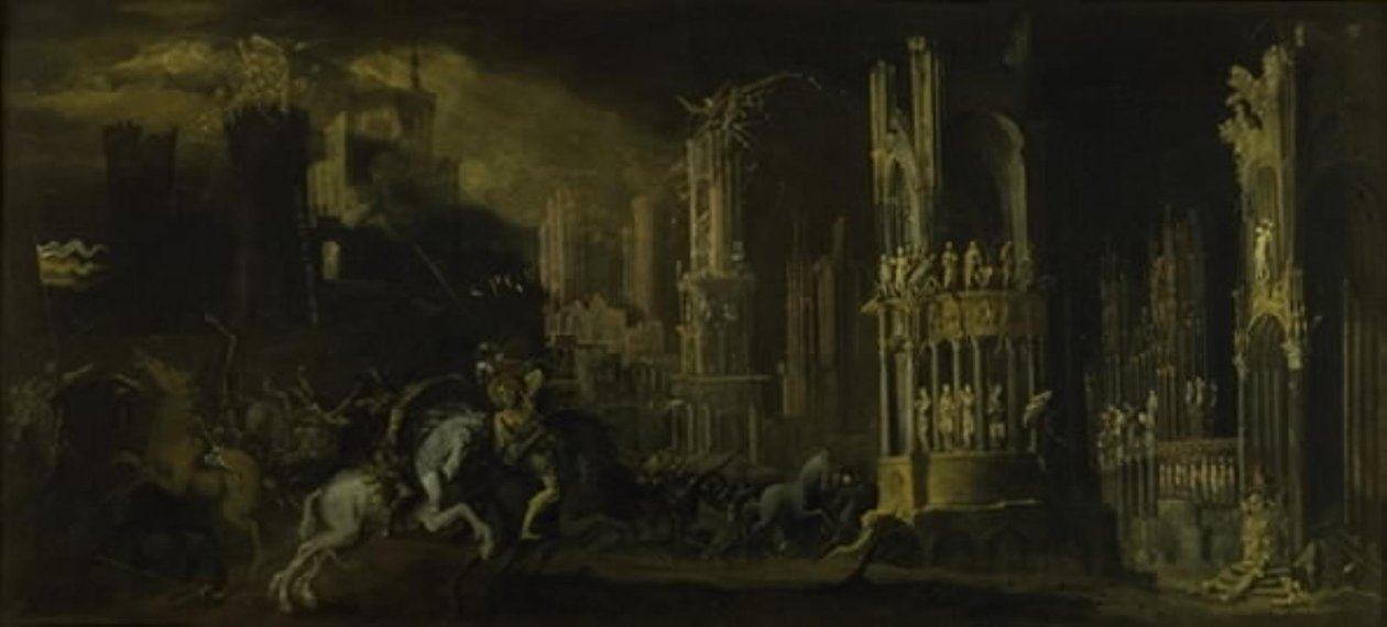 Fantasia architettonica con la conversione di Saulo (San Paolo) da Francois de Nome