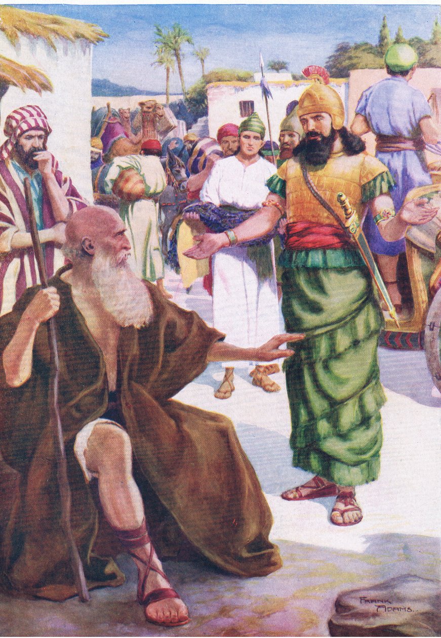 Naaman ed Eliseo, da The Bible Picture Book pubblicato da Thomas Nelson, c.1950 da Frank Adams
