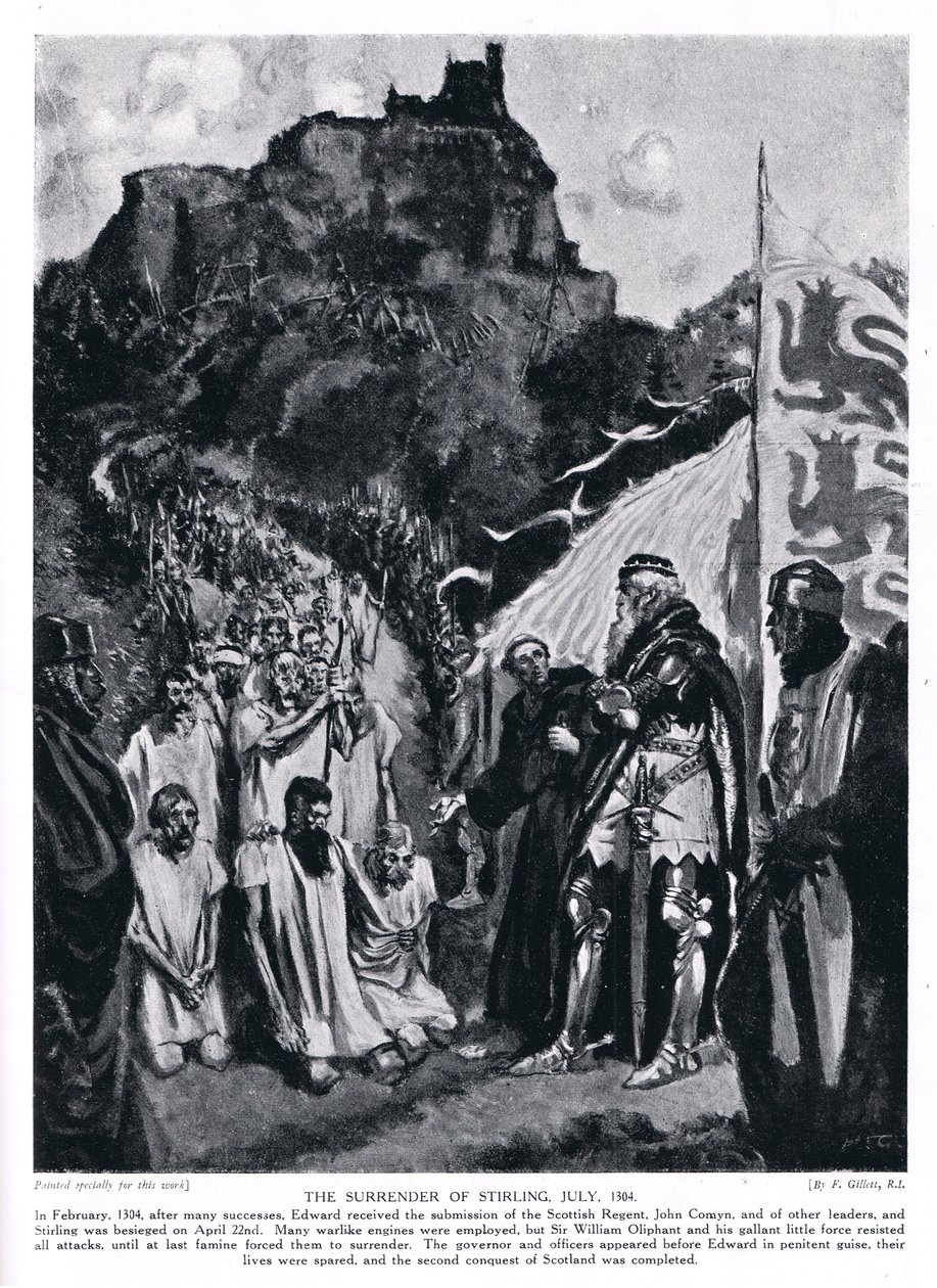 La resa del Castello di Stirling; luglio; AD1304, anni 1920 da Frank Gillett