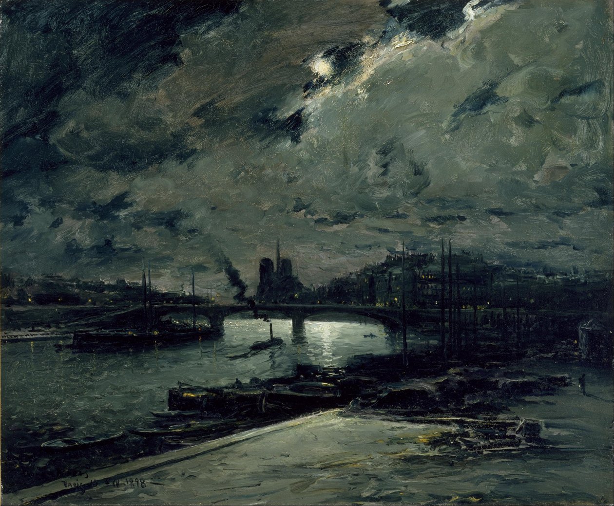 Quai a la Seine, Parigi, al chiaro di luna da Frank Myers Boggs