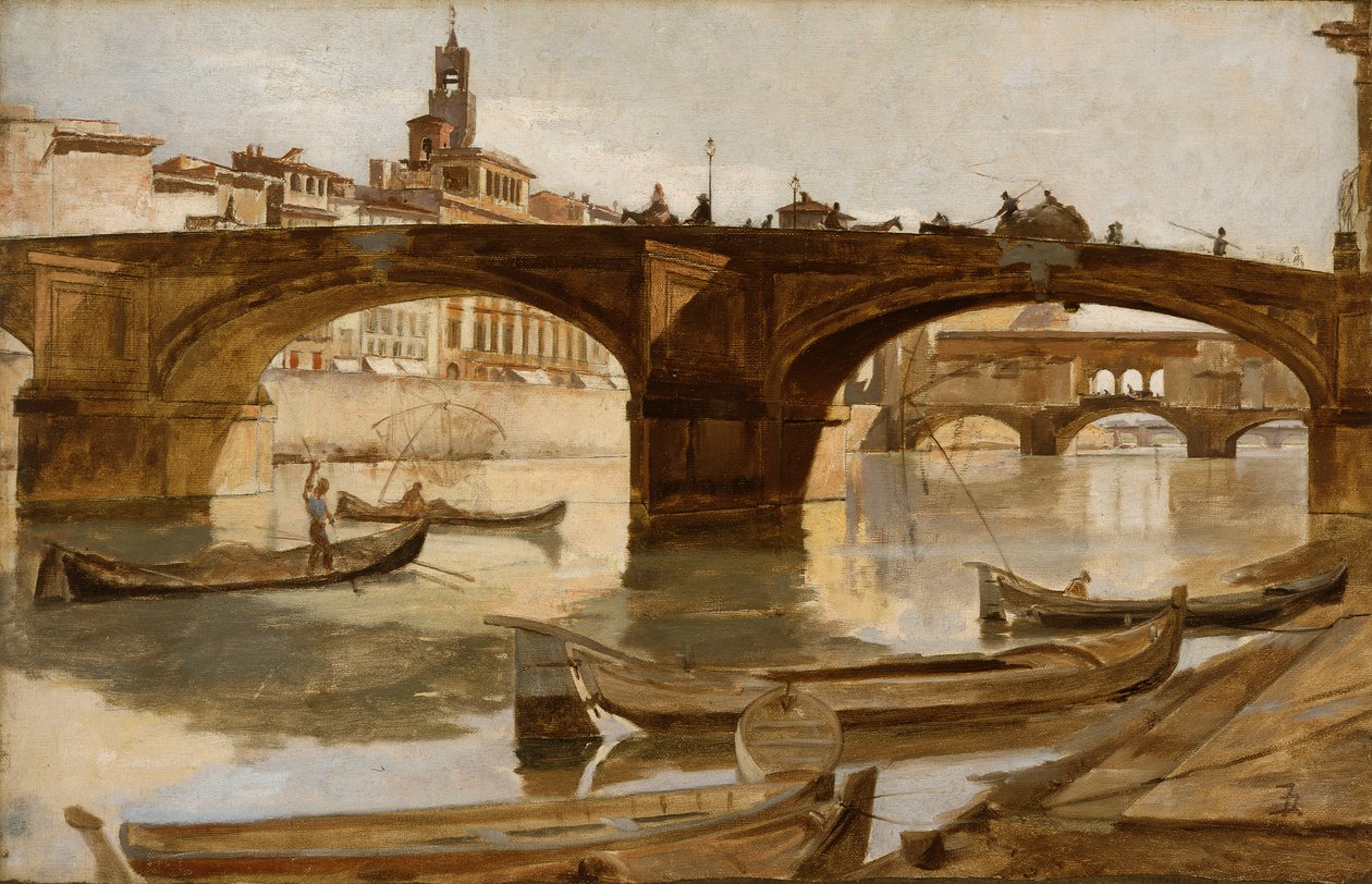 I ponti: Firenze, 1880 circa (olio su tela montato su cartoncino laminato) da Frank Duveneck