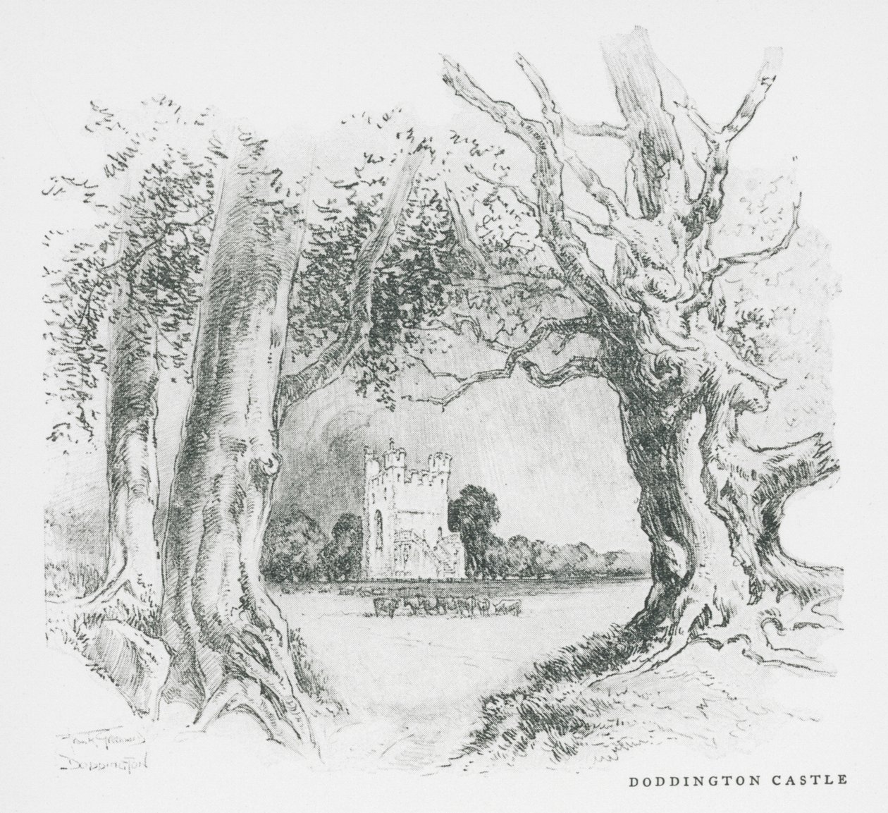 Castello di Doddington (litografia) da Frank Greenwood