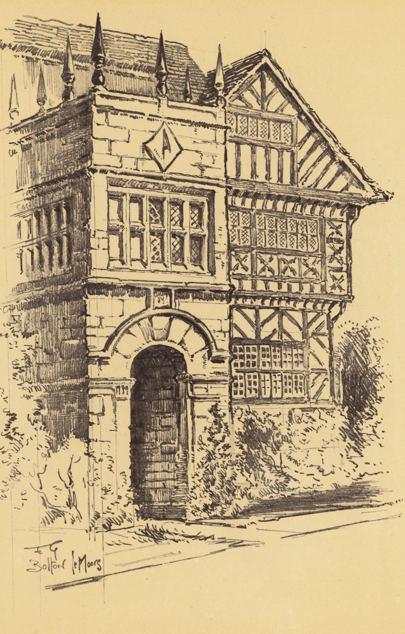 Hall-i-th-Wood, Bolton-le-Moors (litografia) da Frank Greenwood