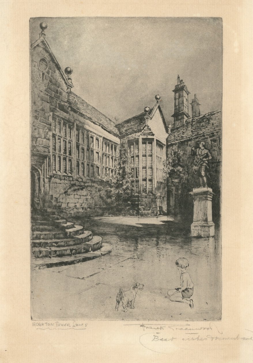 Torre di Hoghton, Lancashire (litografia) da Frank Greenwood